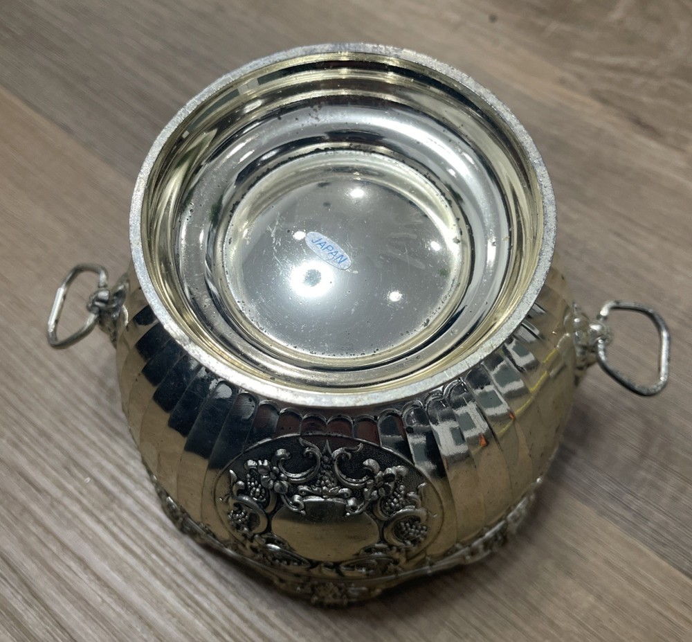 STUNNING Vintage Japan Silver-Plated Monteith-Style Lion Handled Serving Bowl