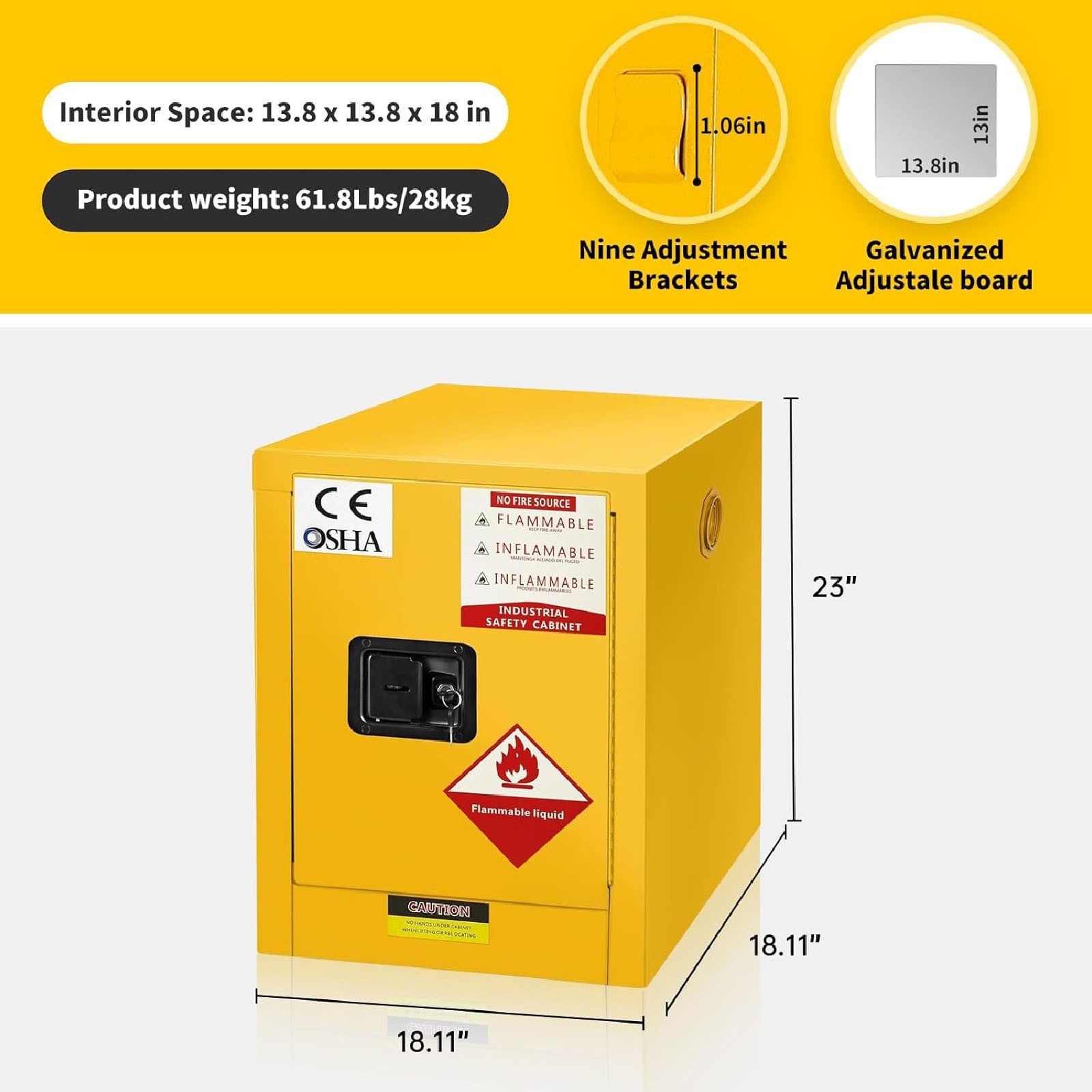 12/45/60/80 Gal Flammable Liquids Storage Cabinet Fireproof Cabinet for Factory