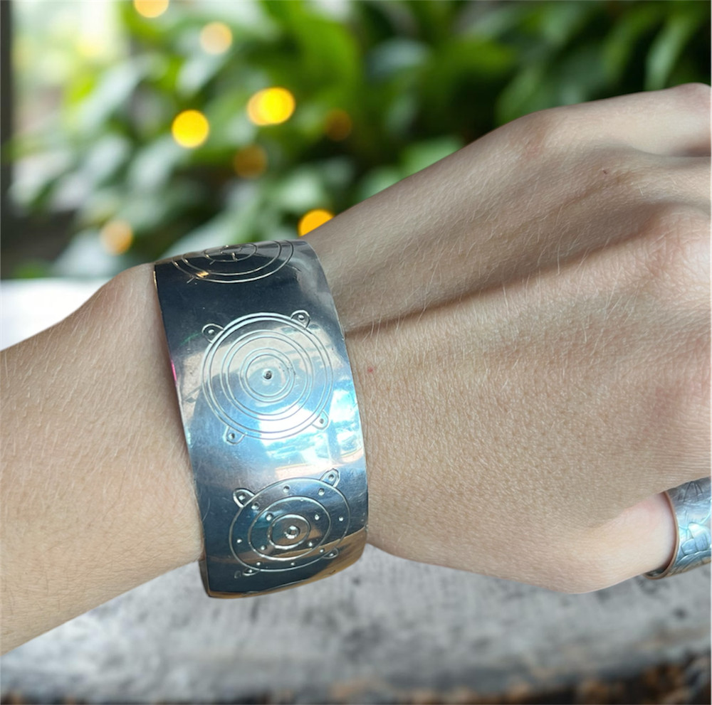 Sterling silver wide cuff bracelet