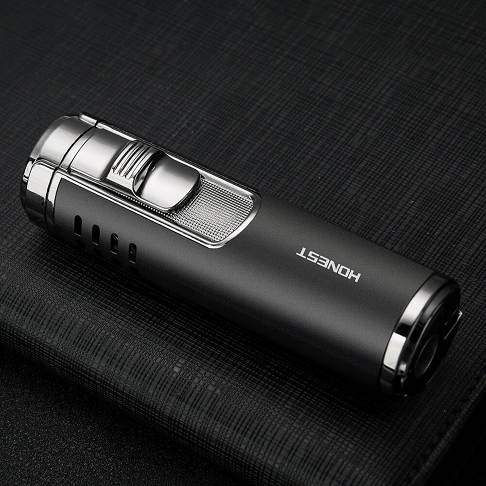Cigar Lighter Torch Lighter Adjustable 4 Jet Flame Refillable Butane Gas Gift