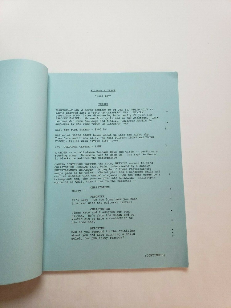 WITHOUT A TRACE / Byron Balasco 2007 TV Script, Poppy Montgomery "Lost Boy"