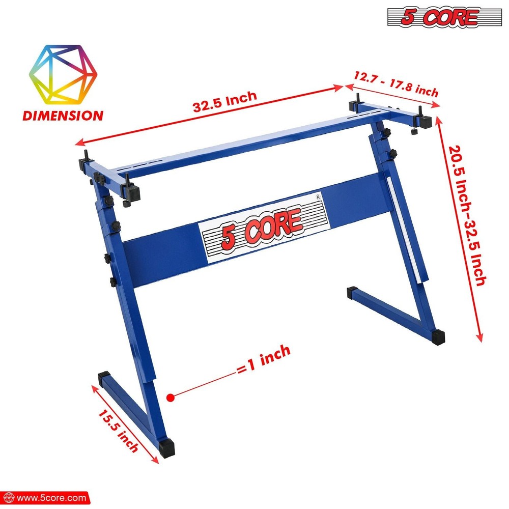 5 CORE Keyboard Stand Z Style Adjustable Electric Piano Riser Foldable & Sturdy