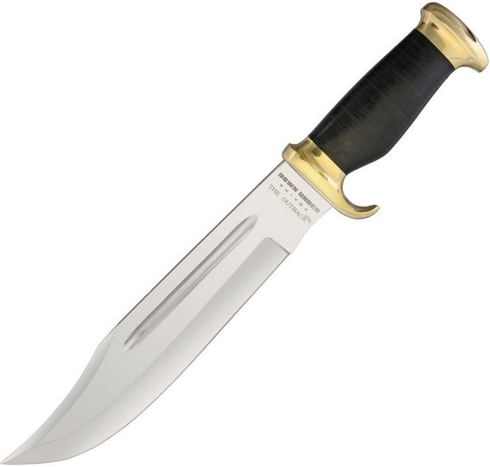 Down Under Outback Eclipse Fixed Knife Steel Blade Black Leather Handle DUK-OBE