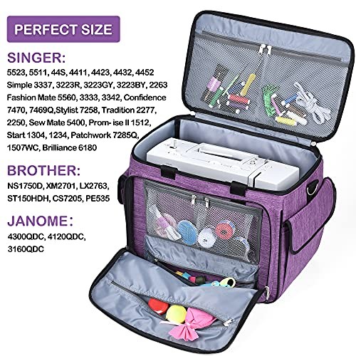Sewing Machine Case - Carrying Bag with Removable Padding, Tote for Purple