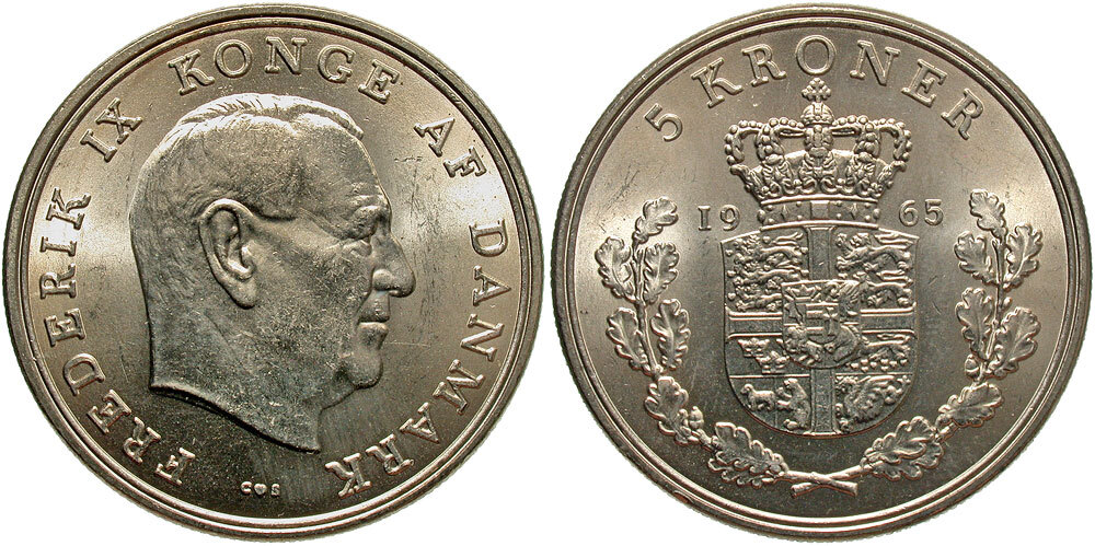 DENMARK 1965 5 Kroner #WC71266