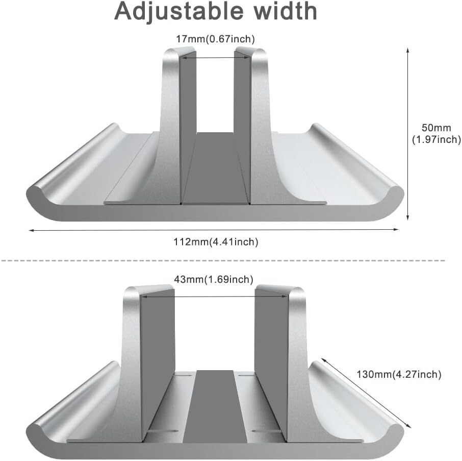 Vaydeer Vertical Laptop Stand Holder Adjustable Desktop Notebook Dock Silver