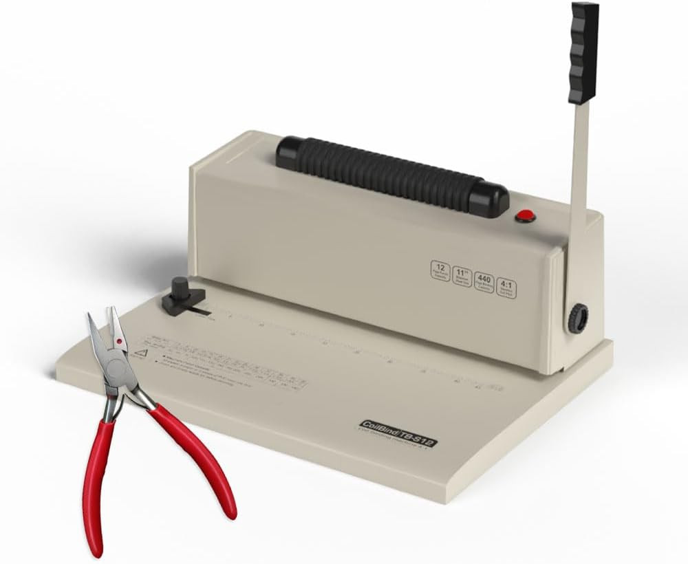 Coil Binding Machine with Electric Coil Inserter | Manually Punch up to 12 Sheet