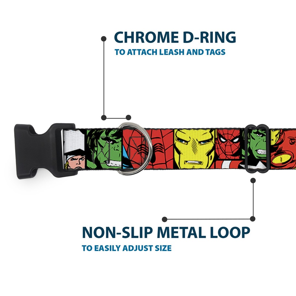 Plastic Clip Collar Marvel Superhero Comic Blocks Small 9.5-13"