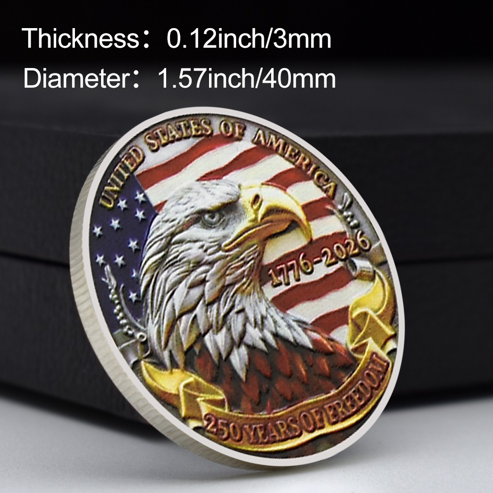 USA 250 Years of Freedom Medal 1776-2026 Bald Eagle Flag E Pluribus Unum Coin