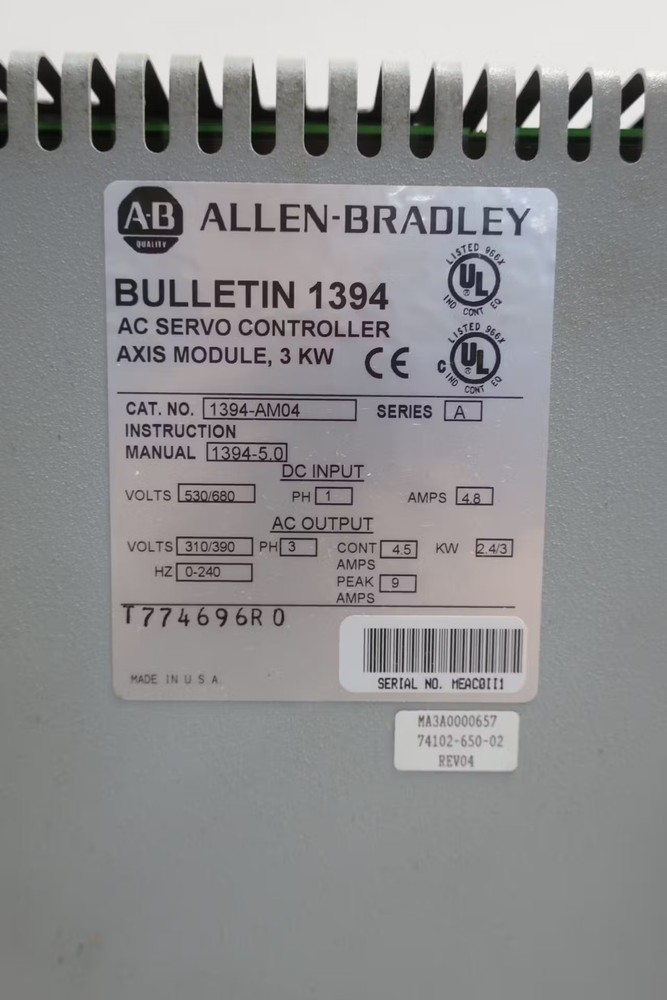 Allen Bradley 1394-AM04 Axis 3kw Servo Controller Module Ser A