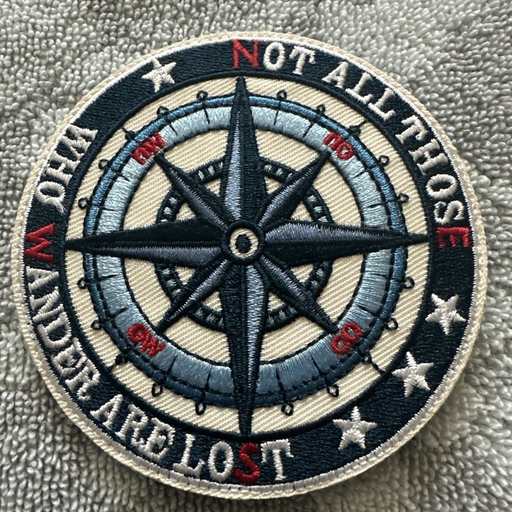 COMPASS 3x3 Embroidered Morale Patch Hook Backing Brand New
