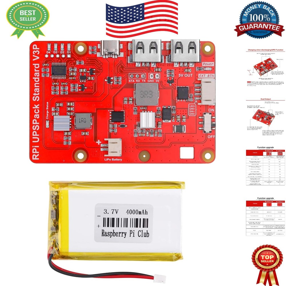 Advanced Raspberry Pi UPS Kit with Type-C Interface & Safety Protection Features