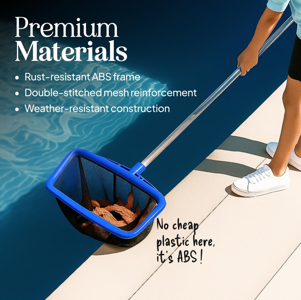 Lime Ultra-Durable Pool Skimmer Net – Deep Fine Mesh for Efficient Leaf & Debris