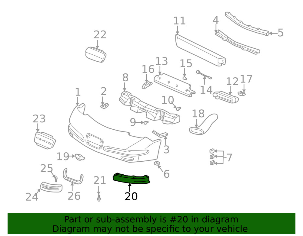 Genuine GM Passenger Side Front Bumper Outer Valance Panel 10419313