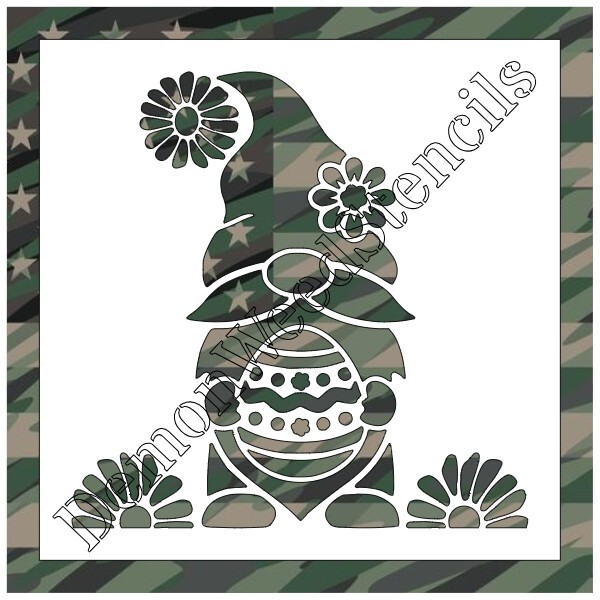 10"x10" Clear Plastic Stencil - Easter Gnome (MCA81) (.007")