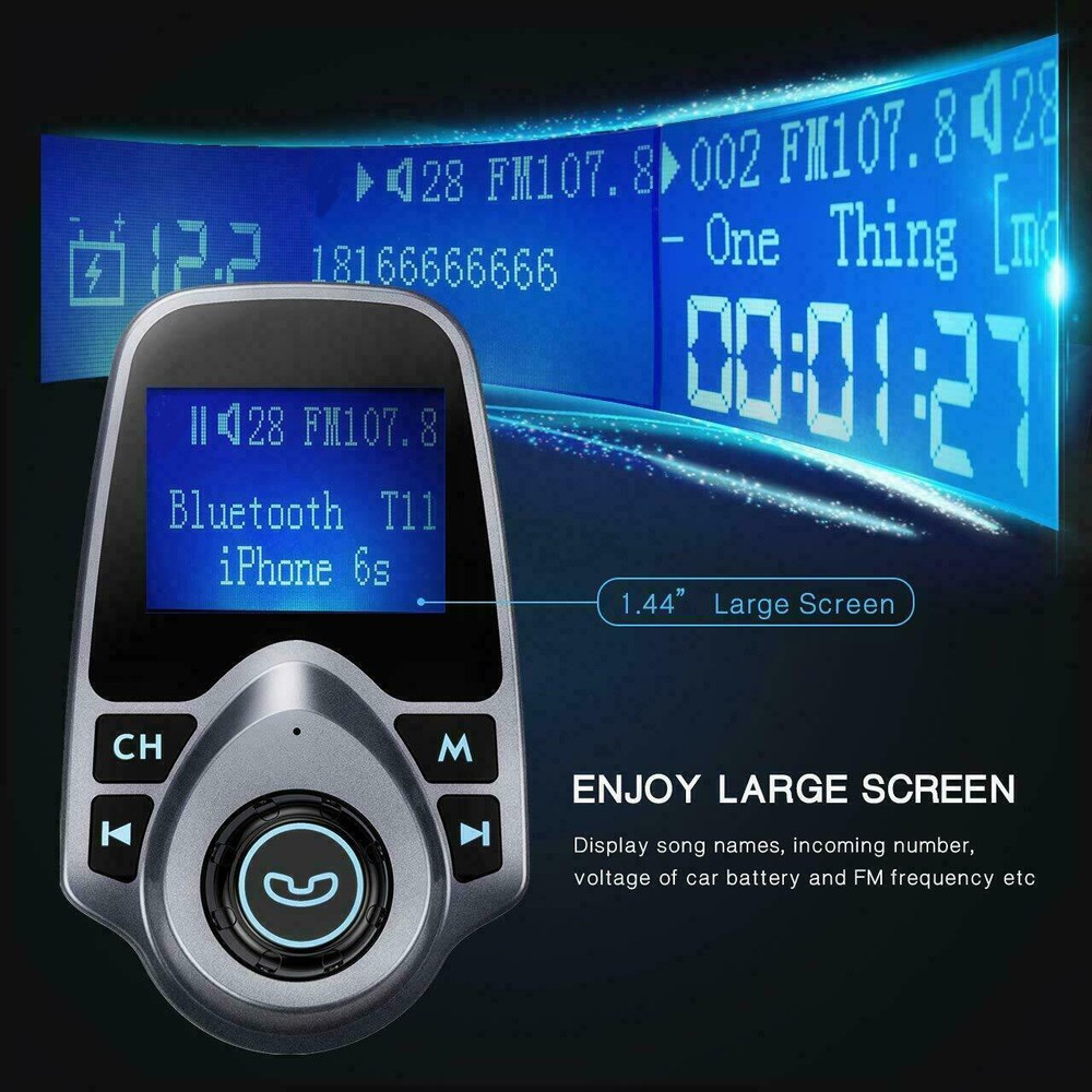 Auto Hands Free Bluetooth Wireless Car AUX Audio Receiver FM Adapter USB Charger