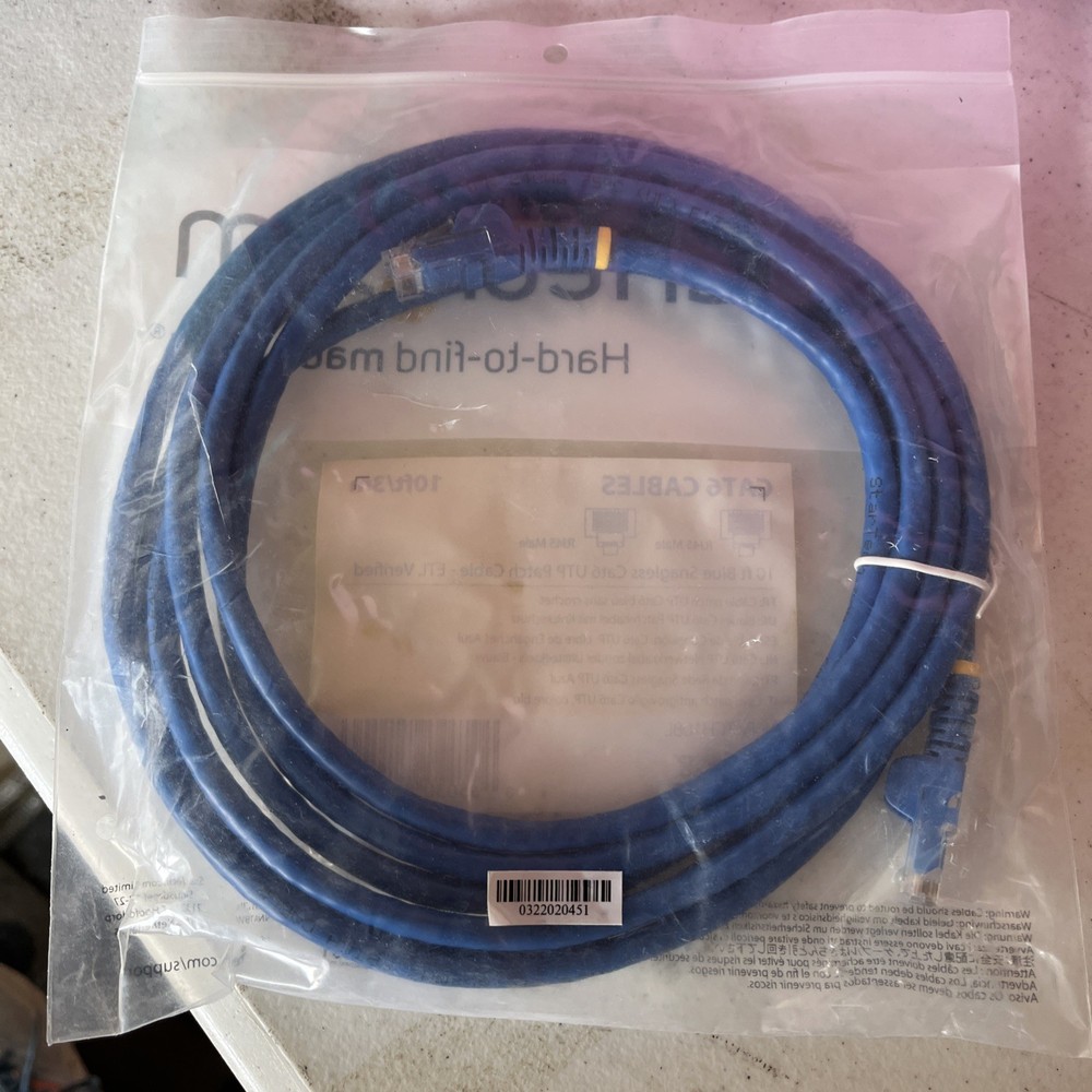 StarTech N6PATCH10BL 10 ft Blue Snagless Cat6 UTP Gigabit Patch Category 6