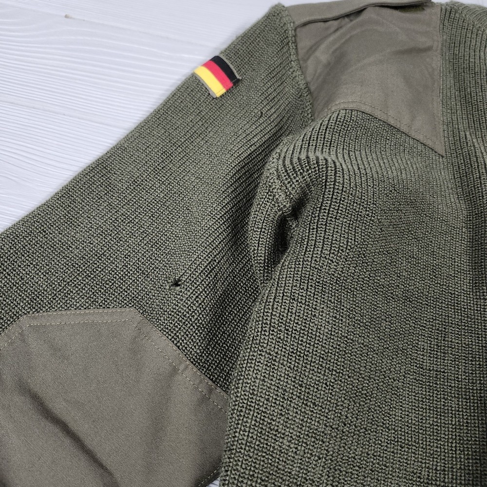 German Military Commando Sweater Pullover Flags Wool Blend H50 Size L Distressed