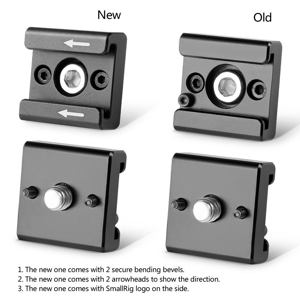 SmallRig 2pcs Cold Shoe Mount Adapter Bracket with 1/4" Thread Hole for Cameras