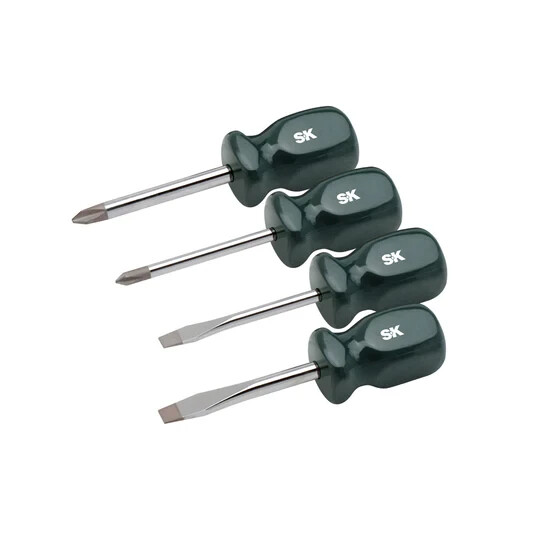 SK TOOLS 86325 - 4 Piece SureGrip Short Screwdriver Set