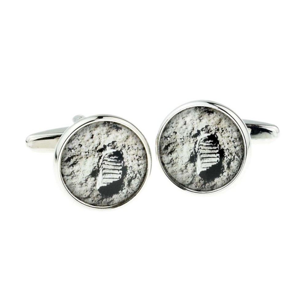 One Small Step Moon Image Cufflinks Presented in Personalised Box