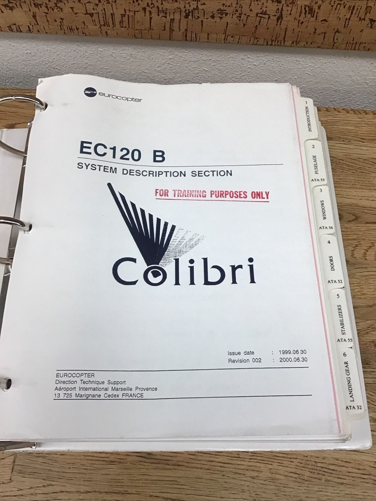 Eurocopter EC120 Helicopter Colibri Training Center System Description Binder