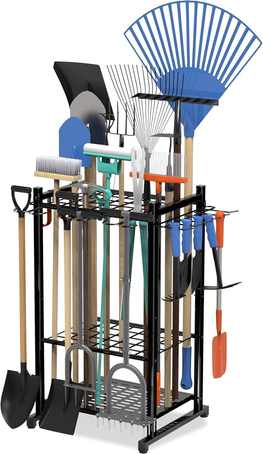 Garden Tool Organizer Rack Up to 50 Tools, Heavy-Duty Steel Yard Tool Organiz...