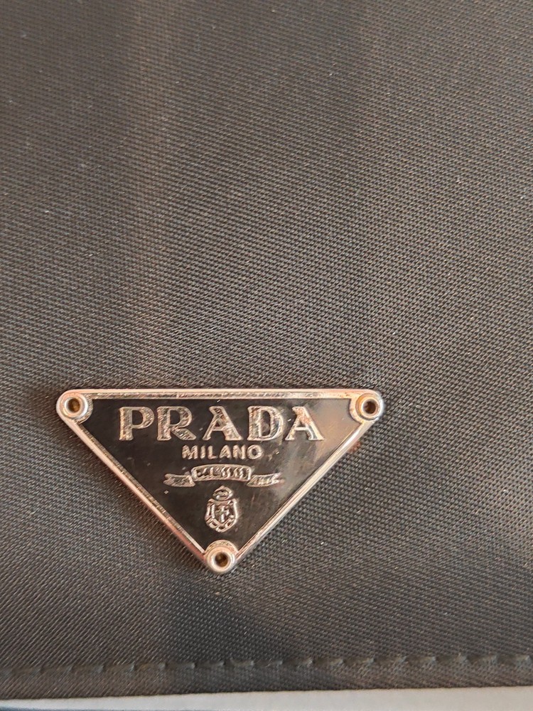 PRADA Agenda Notebook Cover Triangle Logo Tesuto Nylon Black w/Box