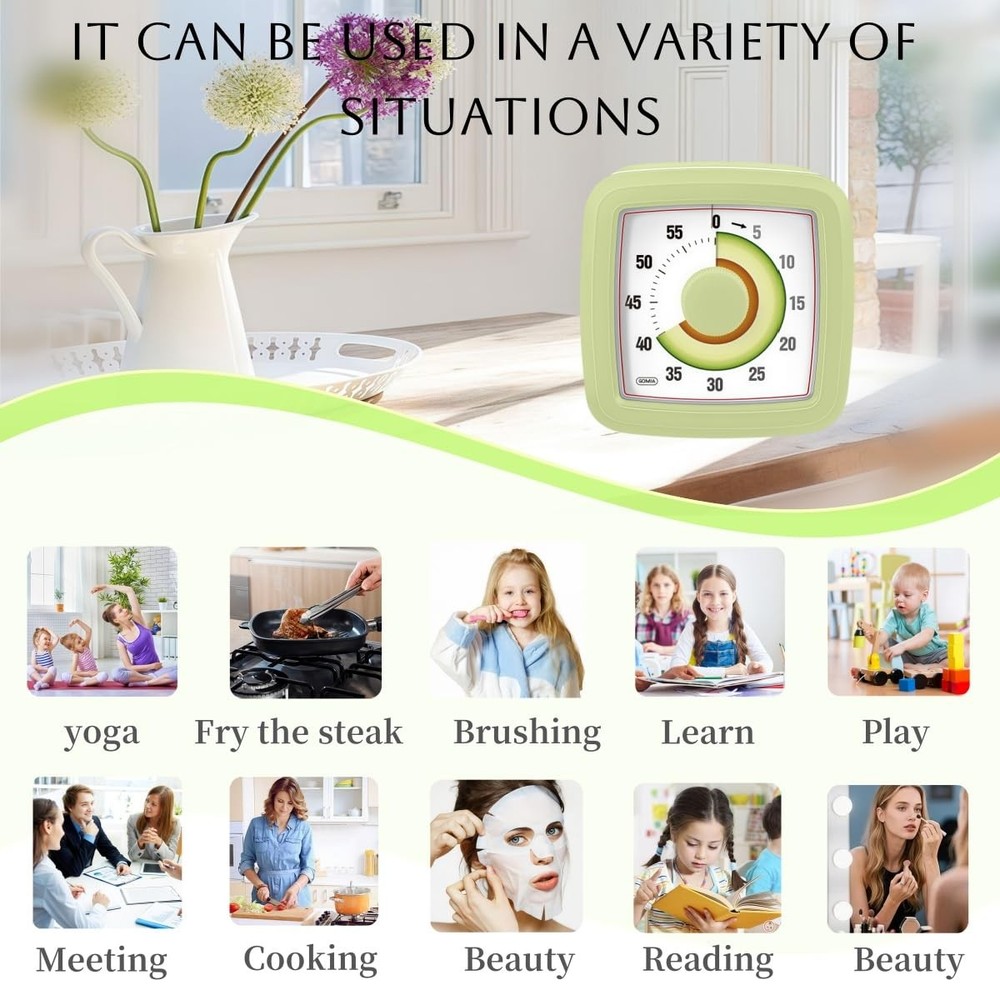 Visual Timer for Kitchen,Classroom,Cooking,Learning,Bedroom,Office, 60-Minute...