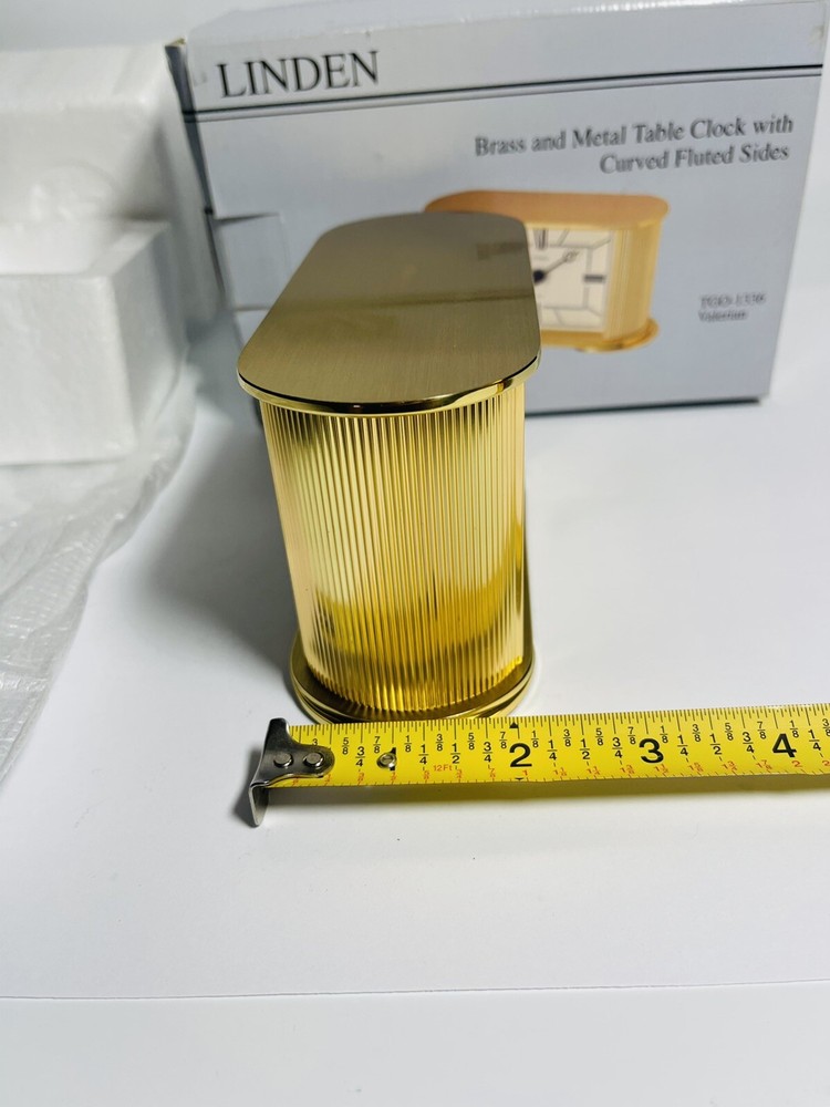 Solid Brass and Metal Table Clock w/ Curved Fluted Sides TGO-1336
