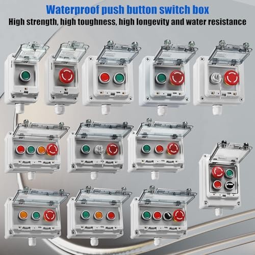 IP67 Button Switch Outdoor Waterproof Box 2 Push Red and Green Automatic Rest