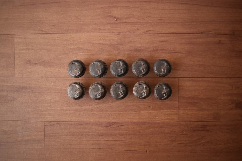 Iron door knobs cast cabinet moon drawer handles pull rustic hardwar 10 pcs