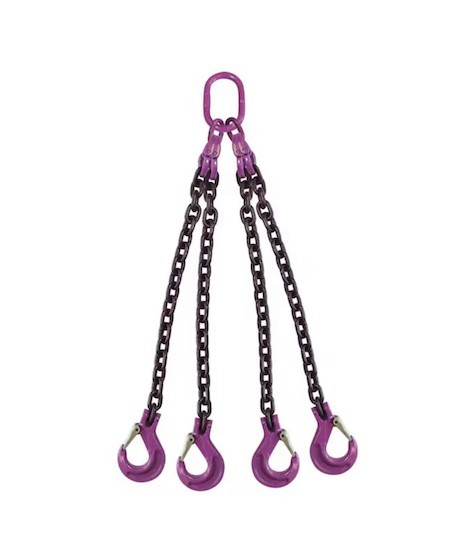 5/16" x 5' 4-Leg Chain Sling w/ Hooks | Grade 100 Lifting Rigging