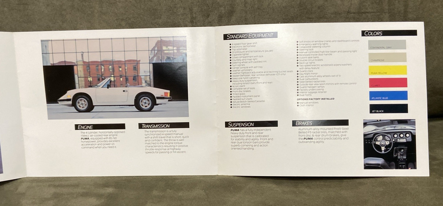 PUMA Sales Brochure GTC & GTI Models USA version kit car literature BRAZILIAN