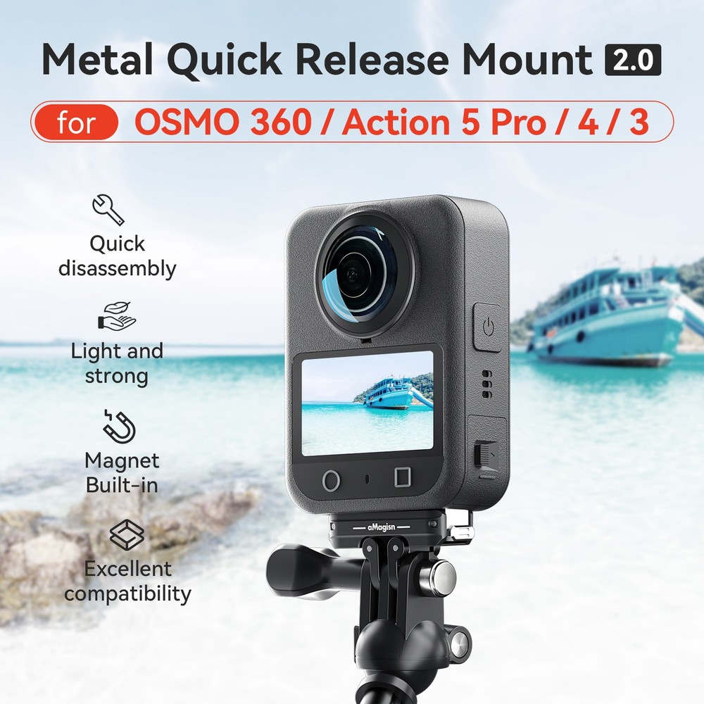 Metal Quick Release Mount Dual Interface Base for DJI Osmo 360/Action5/4/3