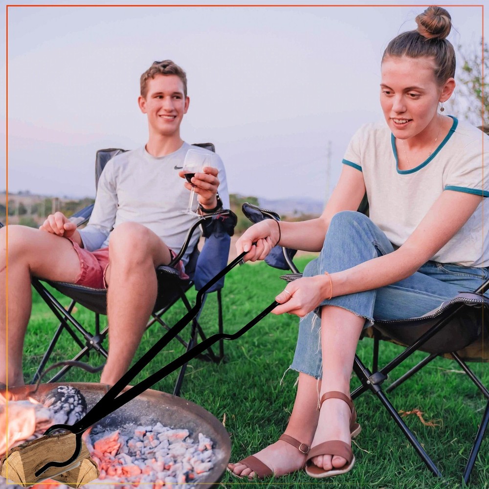 FEBTECH 30-Inch Campfire Tongs, Log Grabber Firewood Claw Tongs