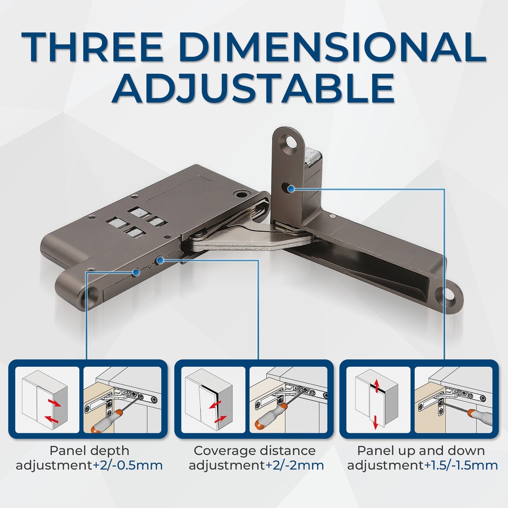 2× Hidden Door Pivot Hinges 105° Degree Rotation 3 Dimensional Adjustable Hinges