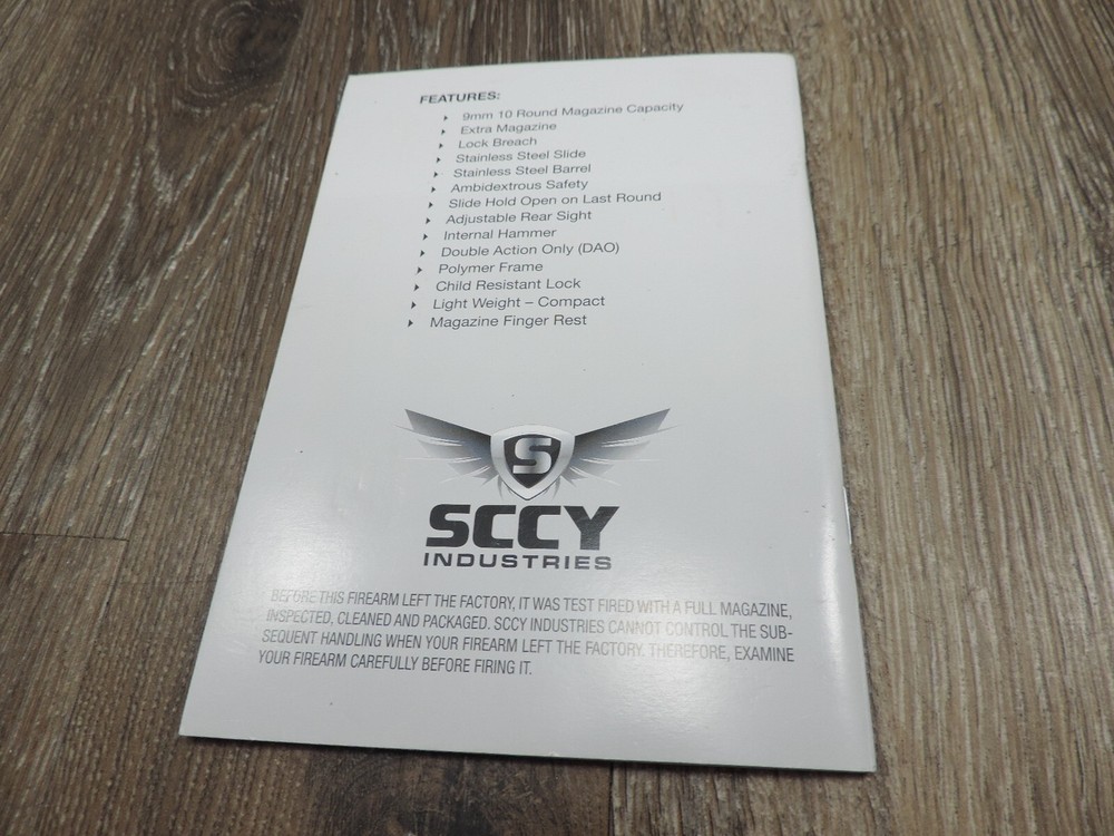 SCCY Model CPX Instruction Manual