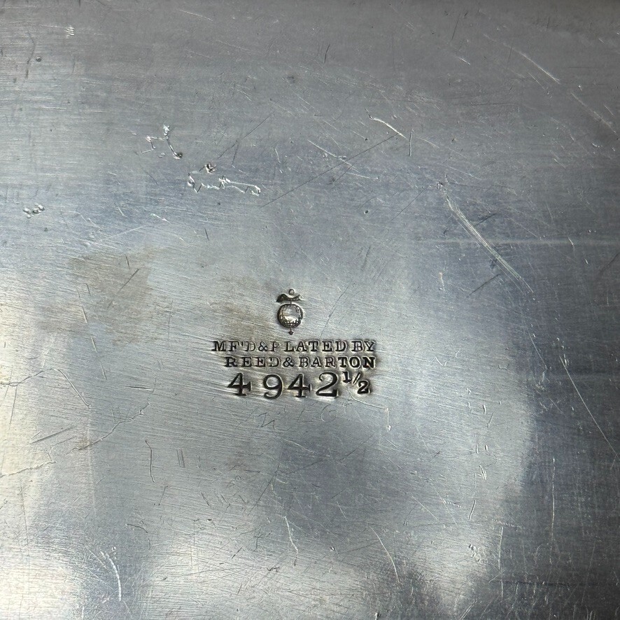 Reed & Barton Silverplate Oval Ornate Bread 12" Tray Engraved S