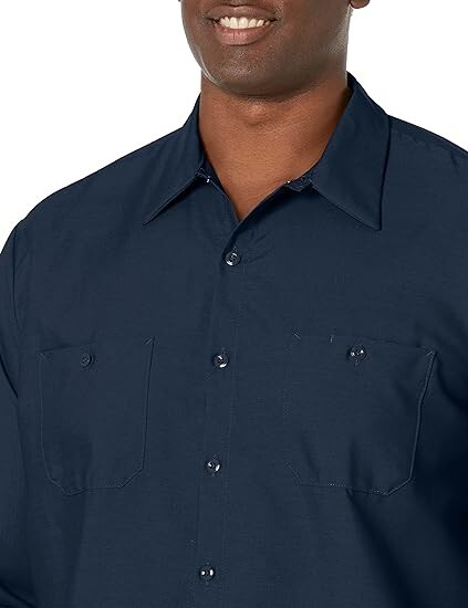 Red Kap Men's Industrial Long Sleeve Work Shirt in Navy