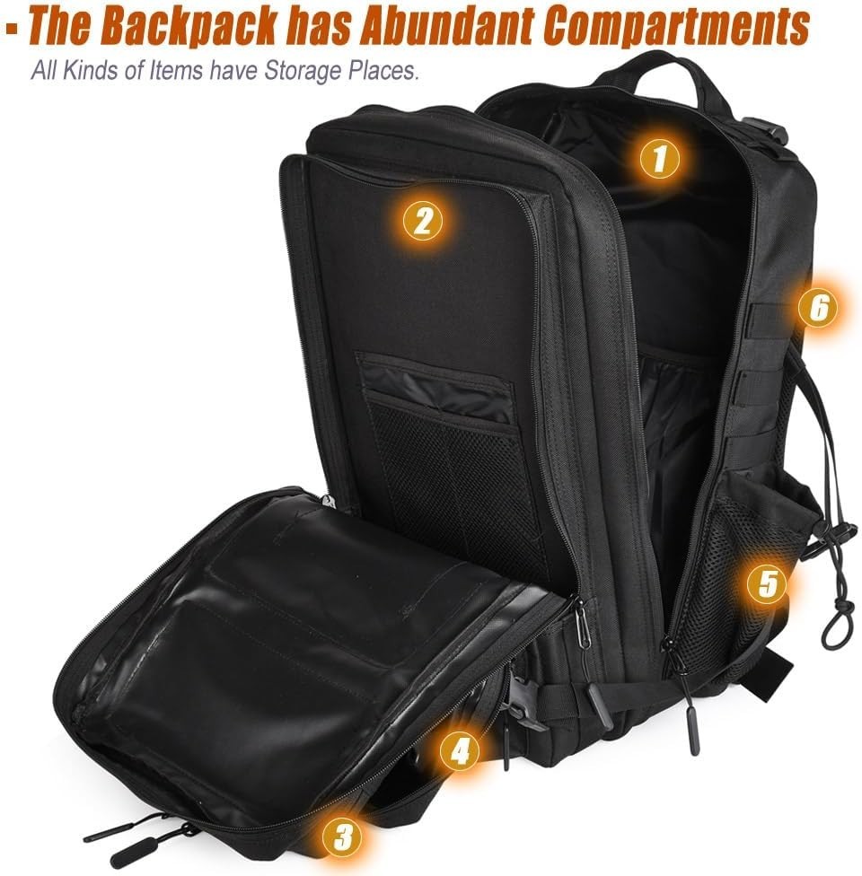 Durable 45L Tactical Backpack with Hydration Compartment - Ideal for Treks
