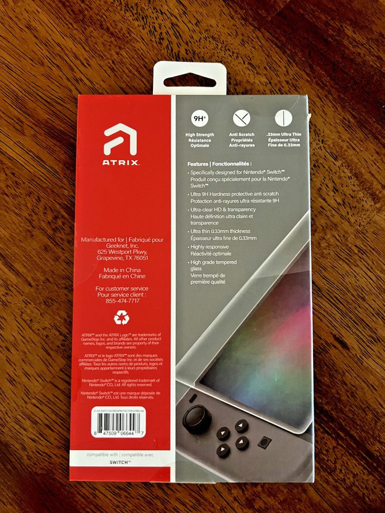 Atrix Nintendo Switch Anti-Scratch Tempered Glass Screen Protector NIB