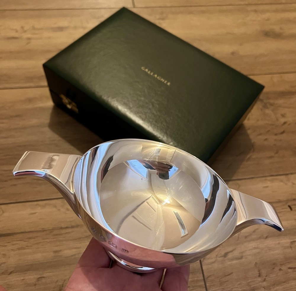 Solid Silver Large Heavy Quaich Bowl In Original Box