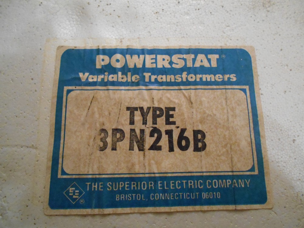 Superior Electric Powerstat 3PN216B Variable Autotransformer