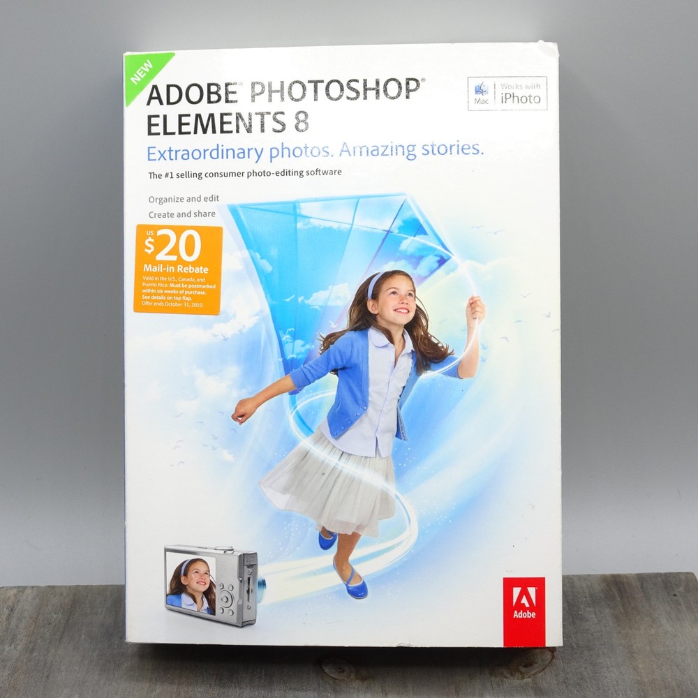 Adobe Photoshop Elements 8 Software Disc w/ Serial Number For Mac OS