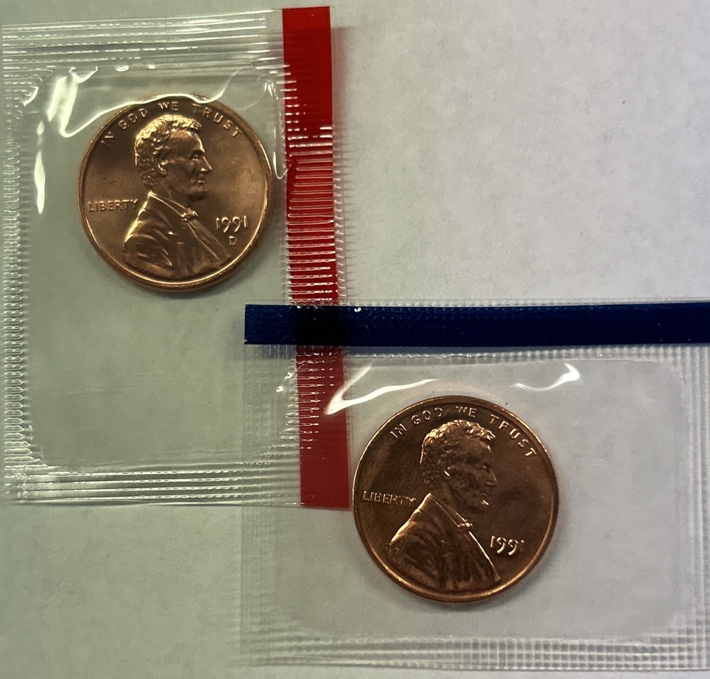1991 P & D Lincoln Memorial Cent in MINT CELLO from Mint Set