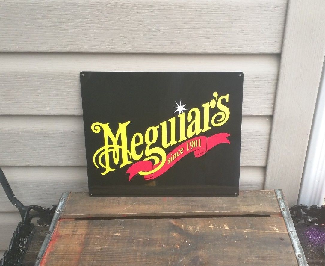 Meguiar's Metal Sign shop garage wax wash detailing car paint 10x12" 50142