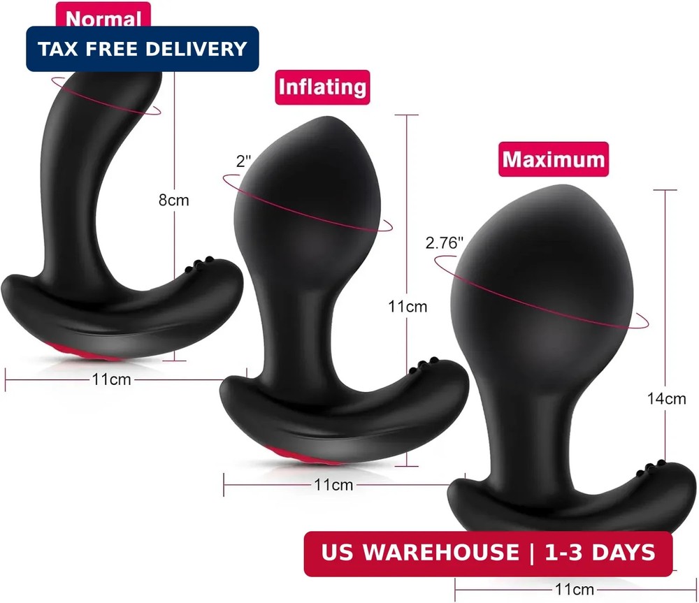 Prostate Massager Inflatable Butt Plug - Remote Control Anal Vibrator with Autom