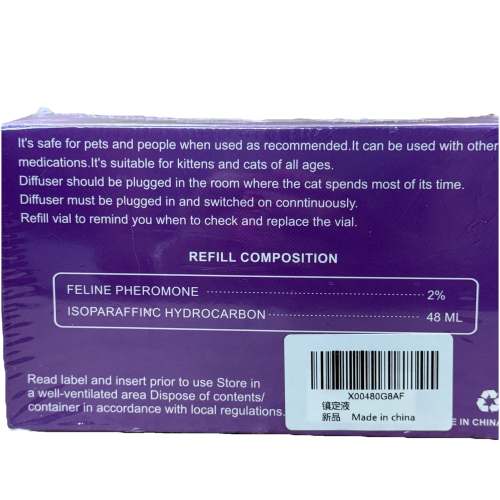 Cat Calming Pheromone Diffuser Kit Plug‑In with 2 Refills Anxiety Relief