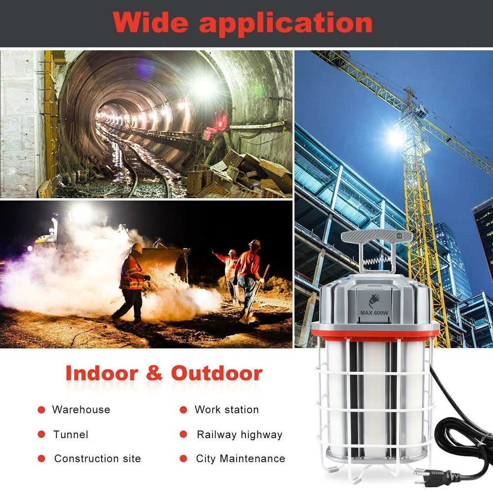 100W LED Temporary Work Light Construction Linkable Hanging Jobsite Light 5000K